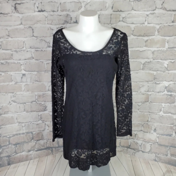 Hurley Black Lace  Bodycon Mini Dress Size Small Goth Punk Biker - Picture 1 of 14